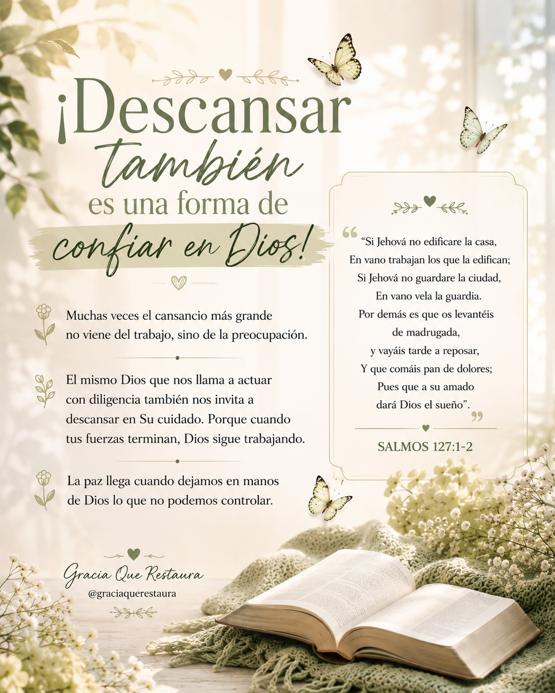 #GraciaQueRestaura
#DeOrugaMariposa #DiosCumplePromesas #PropósitodeDios #DiosSanaElAlma #DiosCumpleSuPlan
#DiosdeImposibles